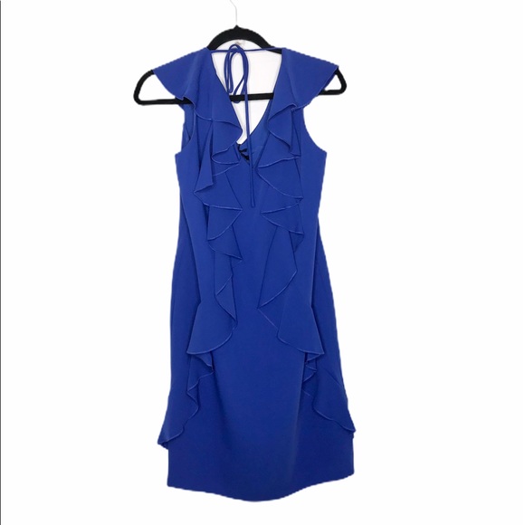 Trina Turk Sweetheart Ruffle Front Shift Dress in Blue Size Small - Picture 5 of 9